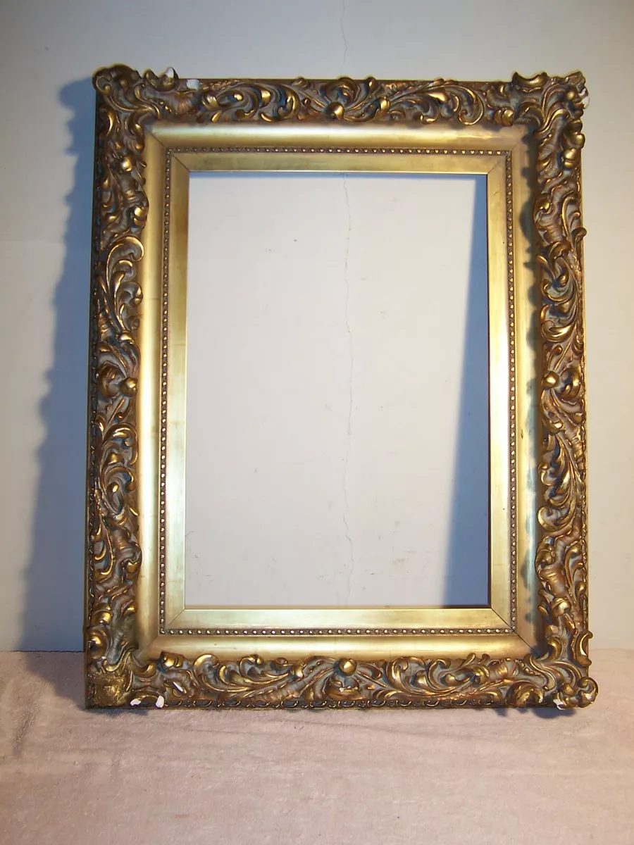 Extra Fancy Antique Gold Gilt Wood Plaster Gesso Deep Picture Frame