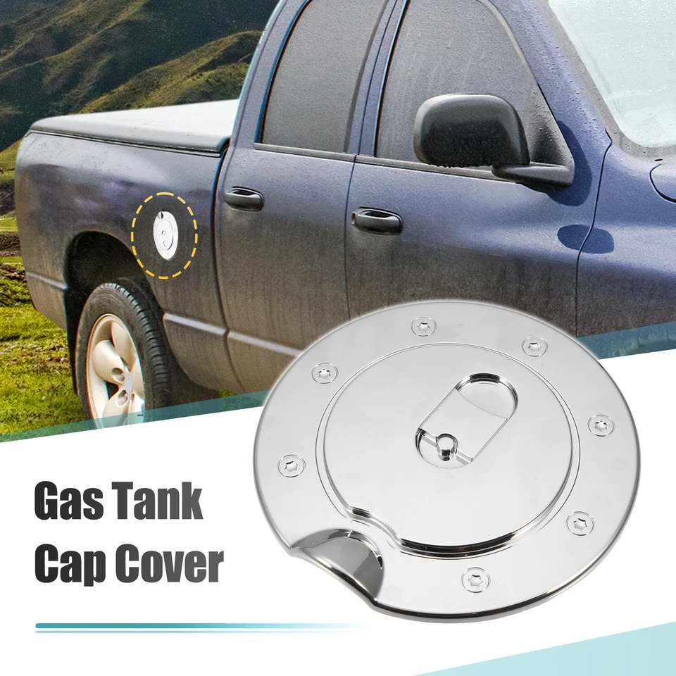 Cubierta de tapa de llenado de tanque de combustible cromada decoración para Dodge para Ram 1500 Foto 2 de 4