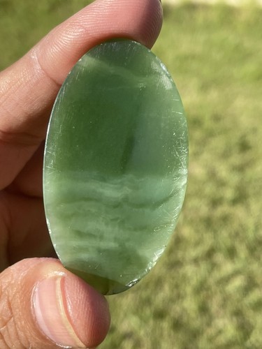 53X30X6 NZ "CHATOYANT" Jade Nephrite Greenstone Pounamu Des's Oval CABOCHON/CAB - Picture 4 of 10