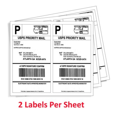 100-4000 Half Sheet 8.5x5.5 Shipping Labels 2/Sheet Self Adhesive Lables