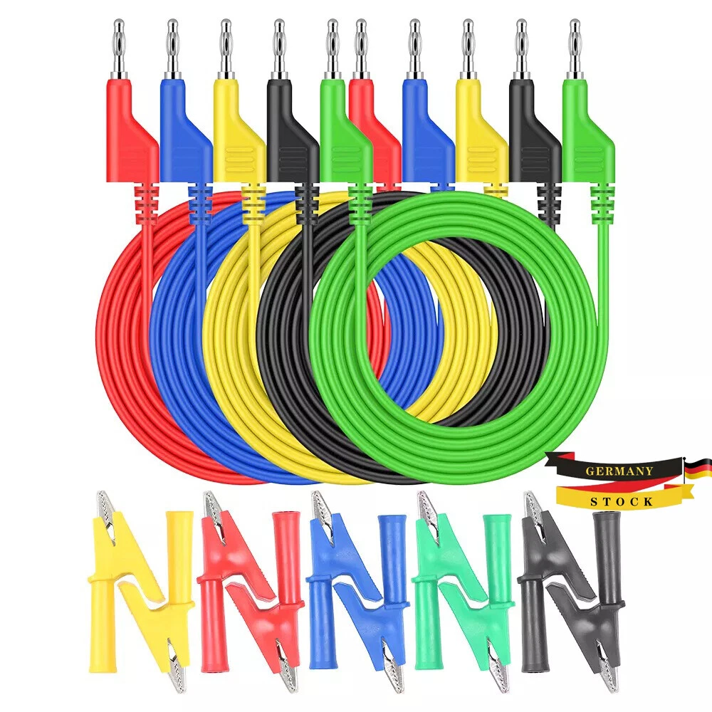 Multimeter meetleidingen, 4 mm, banaanstekker, krokodillenklem, testpunt, kabel, multimeter, meetkabel voor digitale multimeter, elektrische test, rood en zwart, 1000 V, 15 A