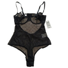 NWT Bodysuit Lingerie Size M Black Mesh w/ Underwire