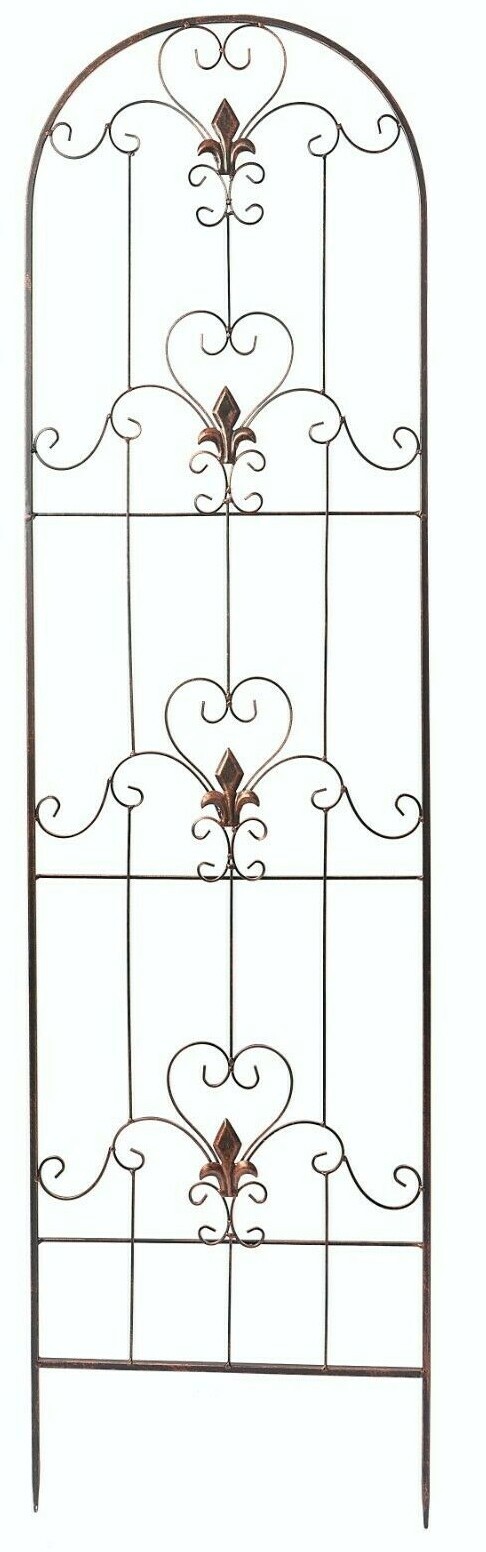 Metal Garden Trellis Climbing Plants Clematis Support Bronze Effect Fleur De Lys