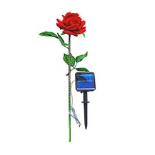 16" Lighted Red Rose Flower Artificial Love Solar Valentine Cemetery Memoriral