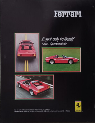 Ferrari 308 GTSi  Spider- Promotion leaflet, Werbeblatt,Pubblicità, english 1983
