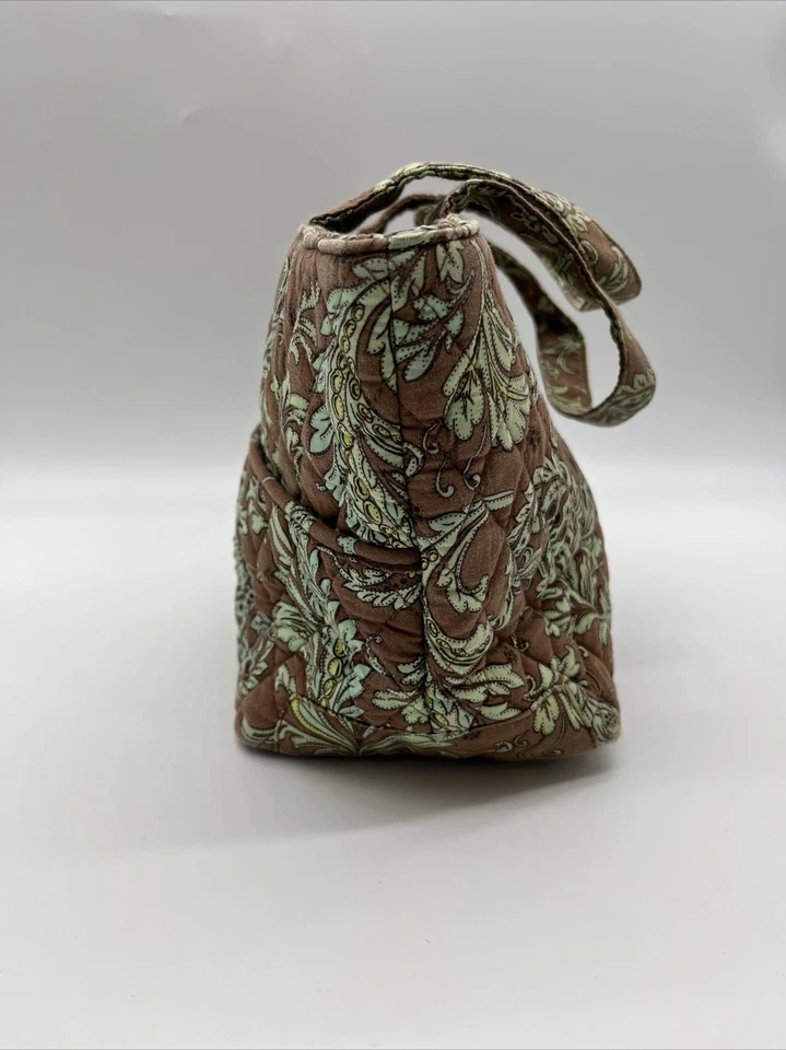 Maggi B 绗缝钱包棕色和绿色五口袋手提包花卉几何图案 — 第 3/4 张图片