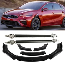 For Kia Forte Soul Bumper Lip Spoiler Splitter Body Kit + Strut Rods Glossy bl