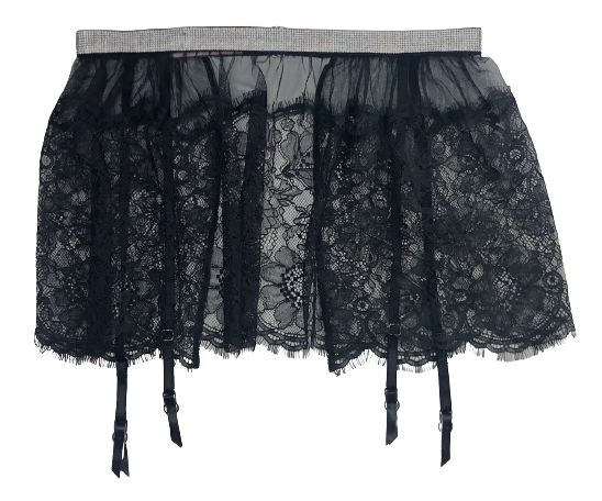 VICTORIA'S SECRET VERY SEXY SHINE STRAP LACE SKIRT w/ GARTERS