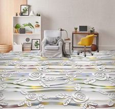 3D White Rose 6968NA Floor WallPaper Murals Wall Print 5D AJ WALLPAPER AU Fay