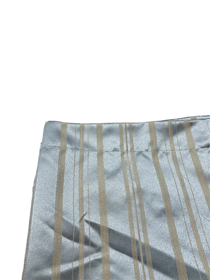 Tratamientos de ventanas hechos a medida botines cortinas cenefas cortinas a rayas azul satinado Foto 2 de 4