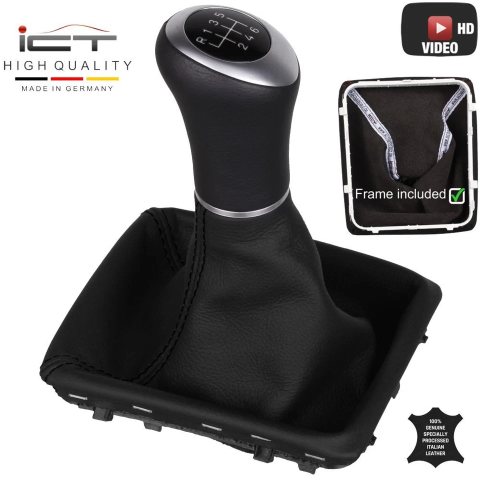 ICT SCHALTKNAUF® ICT pomello cambio cuffia cornice pelle per Mercedes SLK R171 Nuovo A64