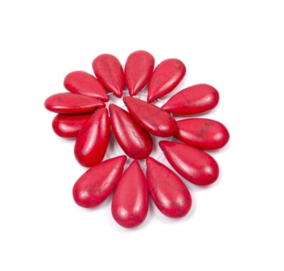 28x15mm Red Turquoise Briolette Teardrop Beads (15)