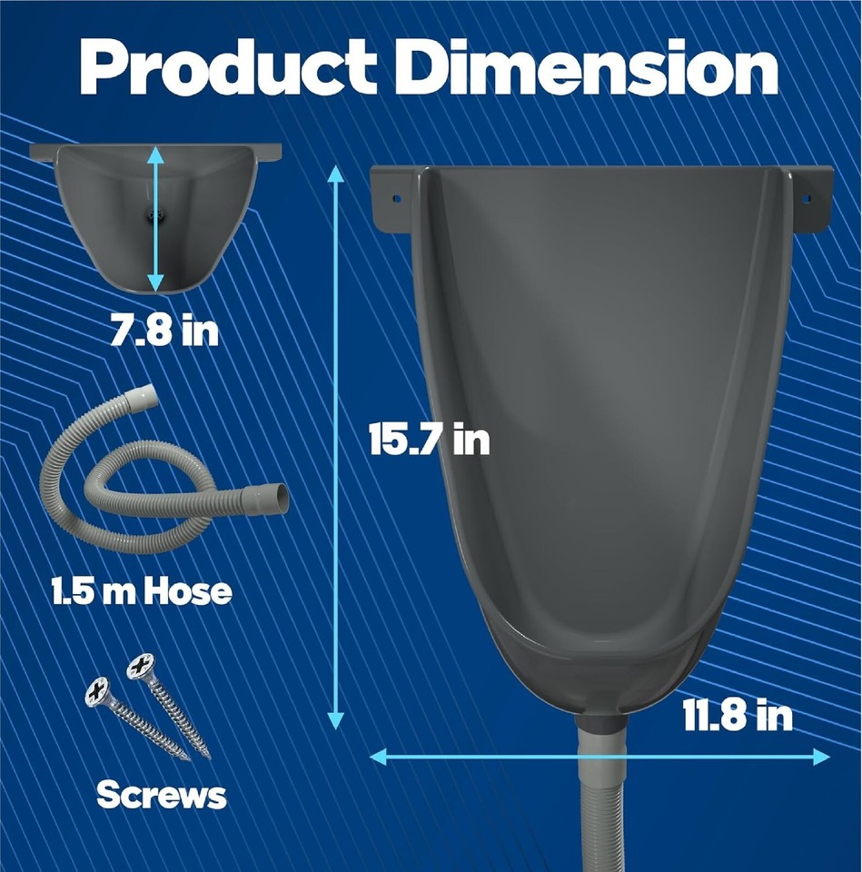 Waterless Urinal with Hose Outdoor Plastic Urinals, Garage Urinal,Men