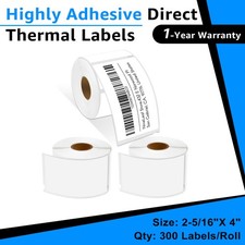 3 ROLLS Large White Shipping Labels For Dymo 30256 300 per roll 2-5/16" x 4"
