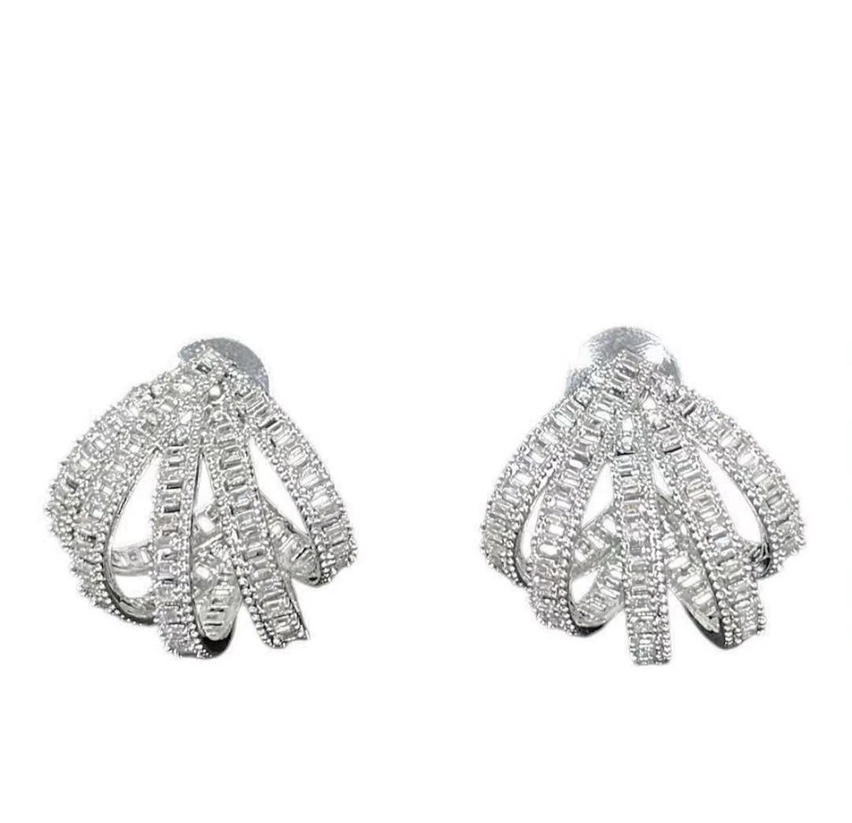 Pendientes para mujer enchapados en oro blanco con garra hechos con cristal de Swarovski joyería nupcial Foto 2 de 4