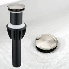 Vessel Sink Drain without Overflow, Plastic Bathroom Pop up Sink Drain Brushed N