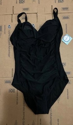 Swimsuits For All Women s Plus Size 22 Black Solid One-Piece Swimsuit NWTS