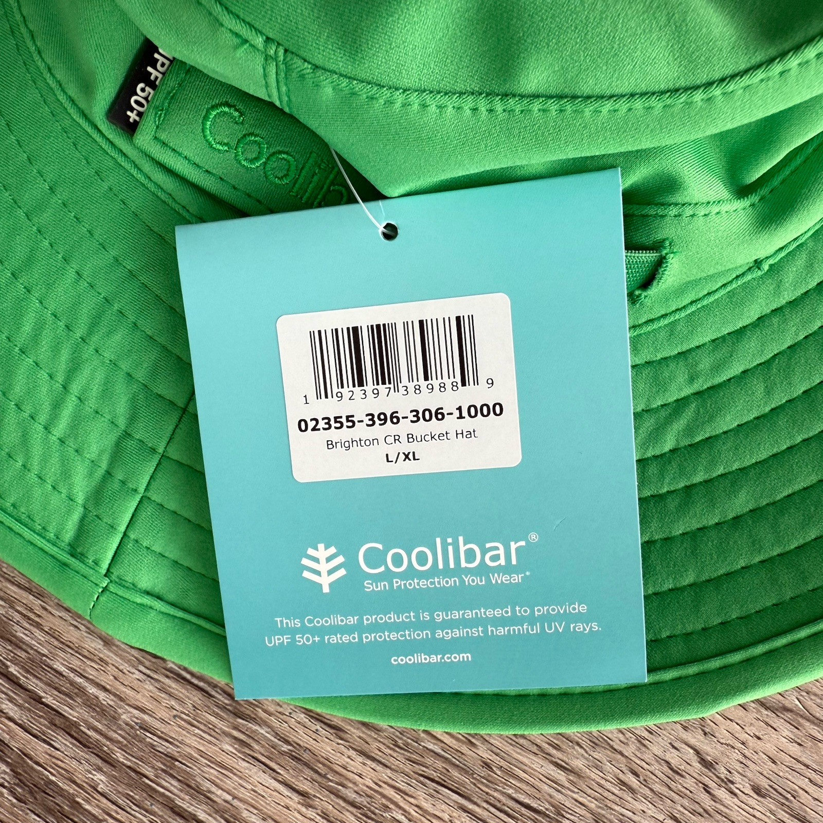Coolibar UPF 50+ Unisex Brighton Chlorine Resistant Green Bucket Hat L/XL NWT