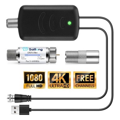 Saillong TV Antenna Amplifier with LTE Filter Kit, Signal Black