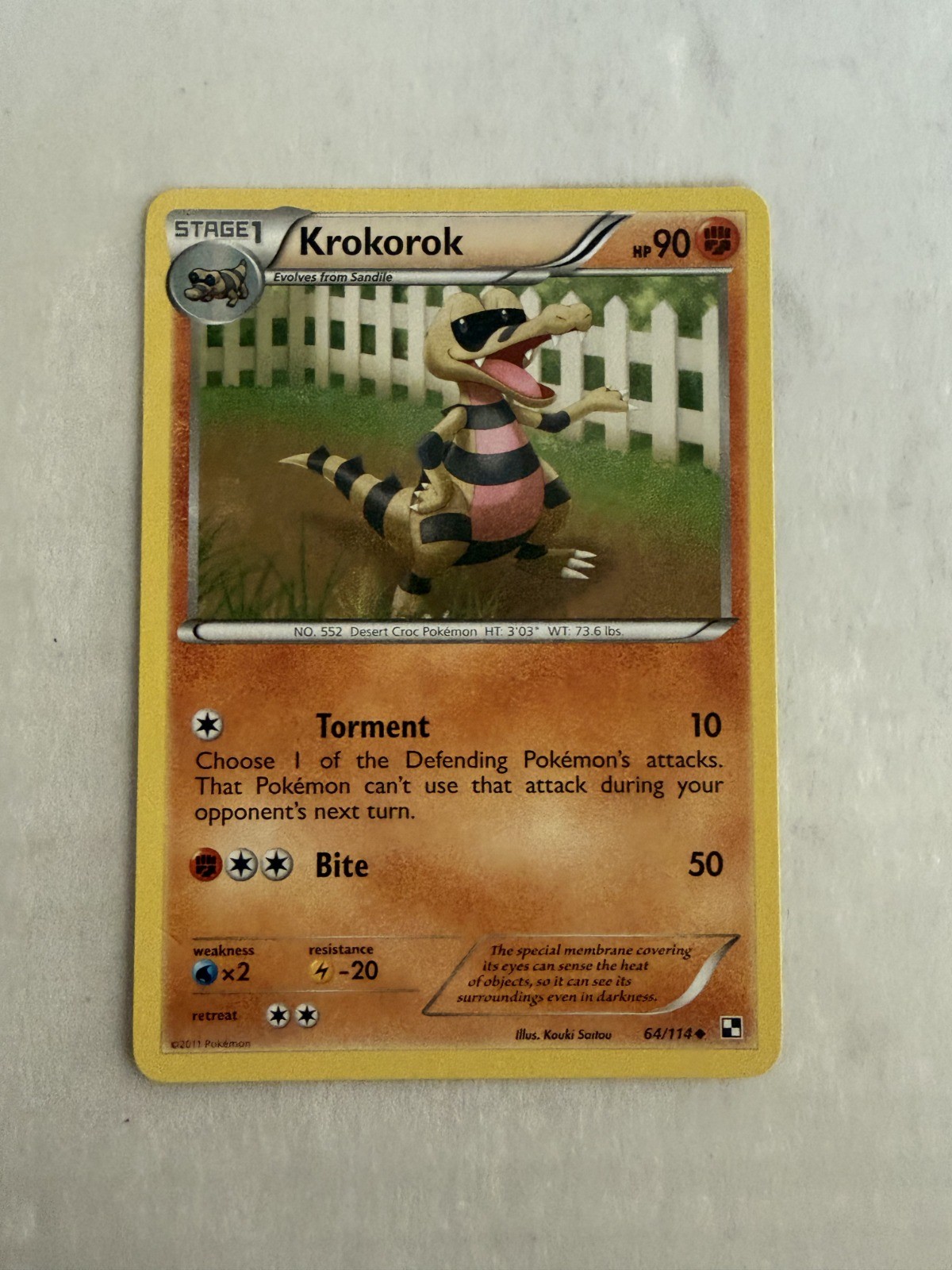 2011 Pokemon TCG Black and White Krokorok Uncommon 64/114 LP