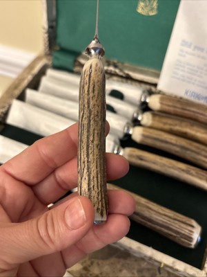 Rare Vintage Kirk & Matz Sheffield England Deer Antler 6 Steak