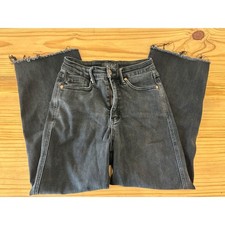 Judy Blue JB88710 Black High Rise Wide Leg Raw Hem Jeans Size 3/26