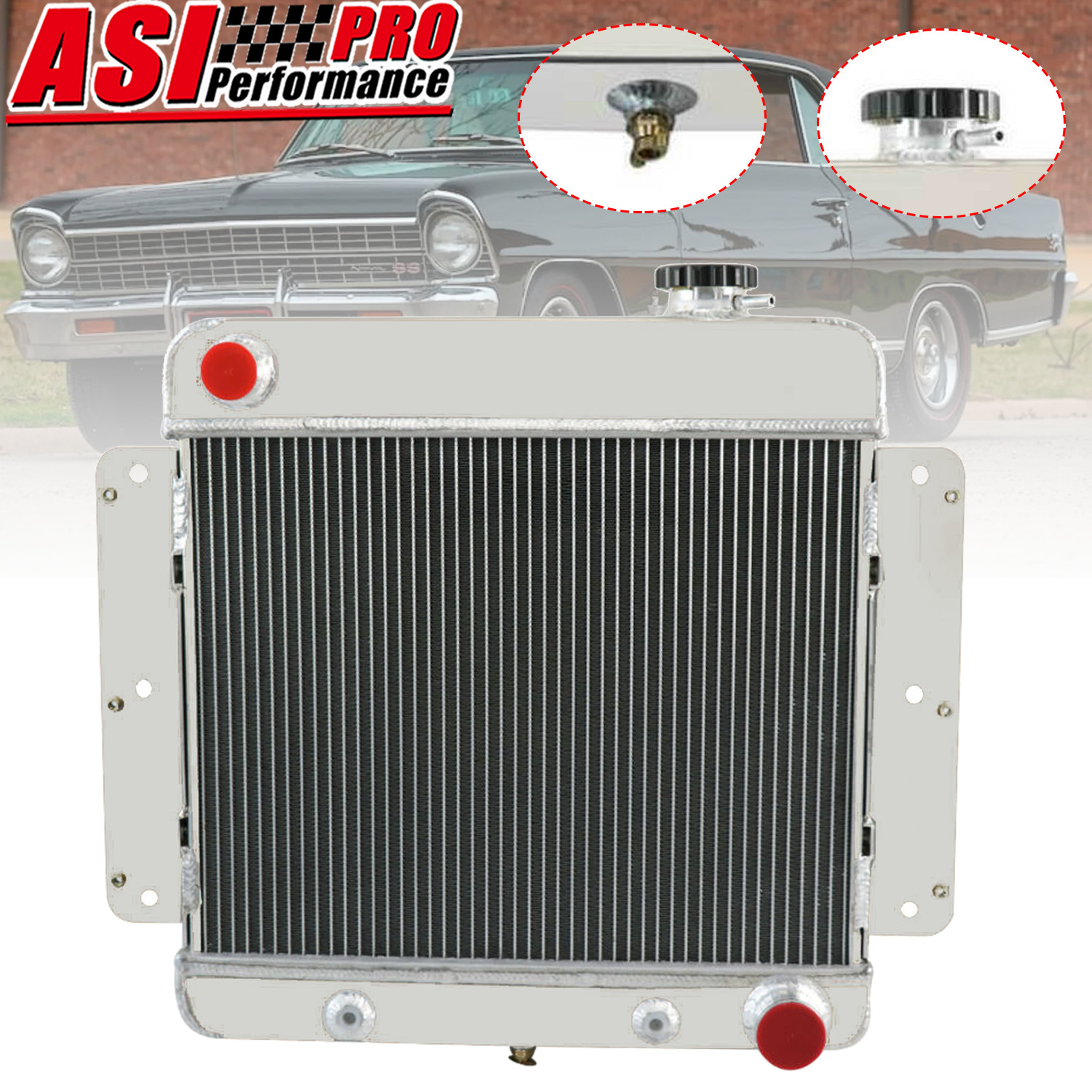 3 Row Radiator Fits 1962-1967 63 64 65 Chevrolet Chevy II Nova L6 3.2L 3.8L 4.1L