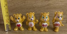 Lot of 4 Iridescent Mini CARE BEARS 2.25  Cake Toppers Figures Party Decor