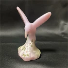 Fenton Hand Painted Pink Glass Bird Figurine Signed P. Lauderman Floral