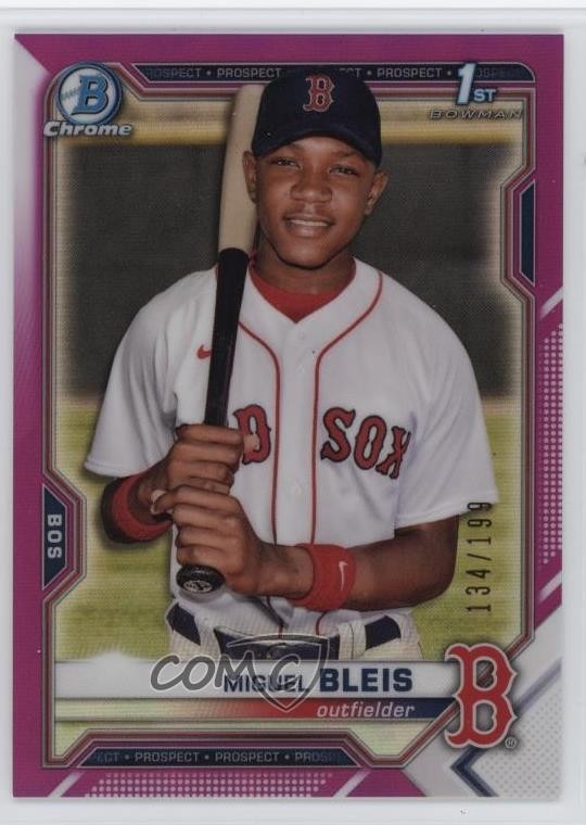 2021 Bowman Chrome Prospects Fuchsia Refractor /199 Miguel Bleis #BCP-167 0p8x