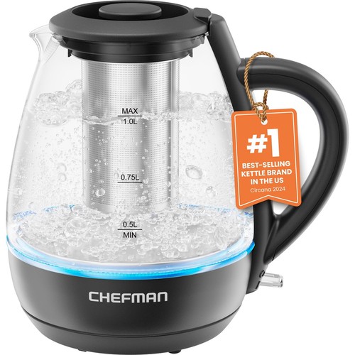 Kettle with Tea Infuser, 1L 1500W, Removable Lid for Easy Cleaning, Boil-Dry ...