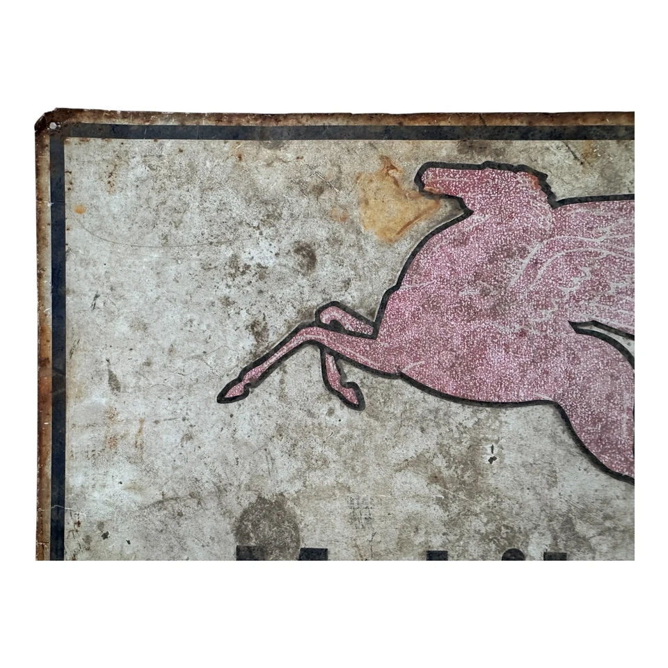 Antique Original Mobilgas Pegasus Gasoline Advertising Trade Sign - Image 2 of 4