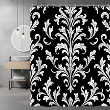 Black and White Vintage Floral Shower Curtain for Elegant Bathroom