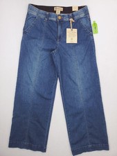 Democracy Jeans Women 10 Blue AB Wide Leg Trouser Y2K BOHO Relaxed Stretch Denim
