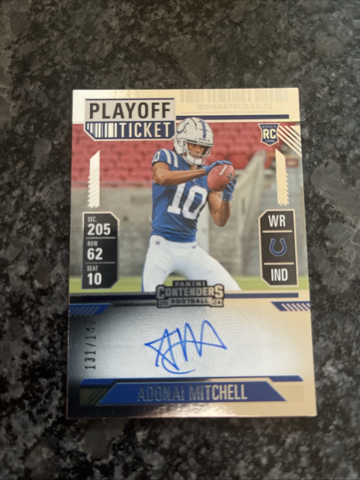 2024 Panini Contenders Adonai Mitchell Rookie Playoff Ticket Auto 131/149 #108