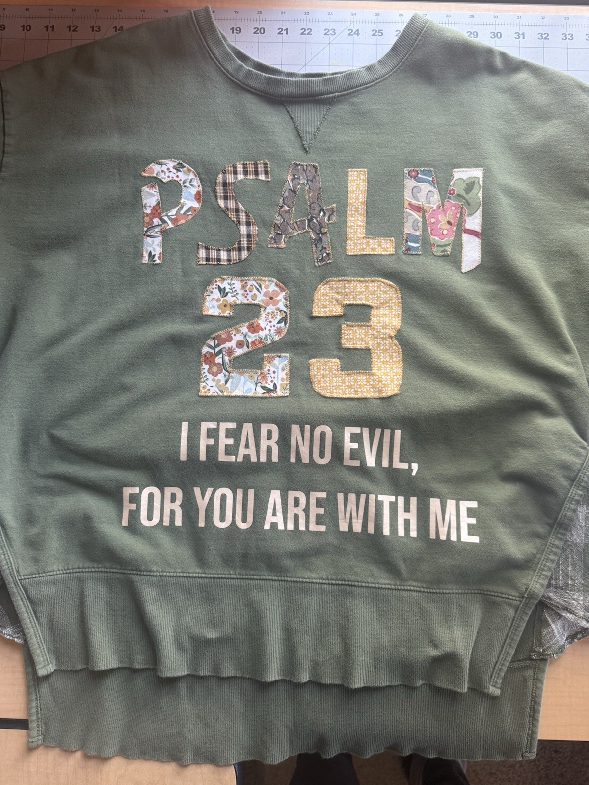 Psalm 23 Sweatshirt Custom Patchwork Refashioned - image 10