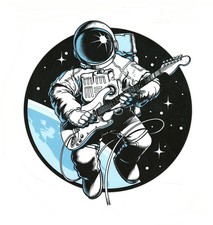 Heat Transfer Vynal Sticker 5" Inch Blue and White Astronaut Playing the