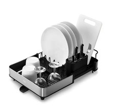 Joseph Joseph Ausziehbarer Stahl Erweiterbar Geschirrständer Silber Schwarz Brandneu 