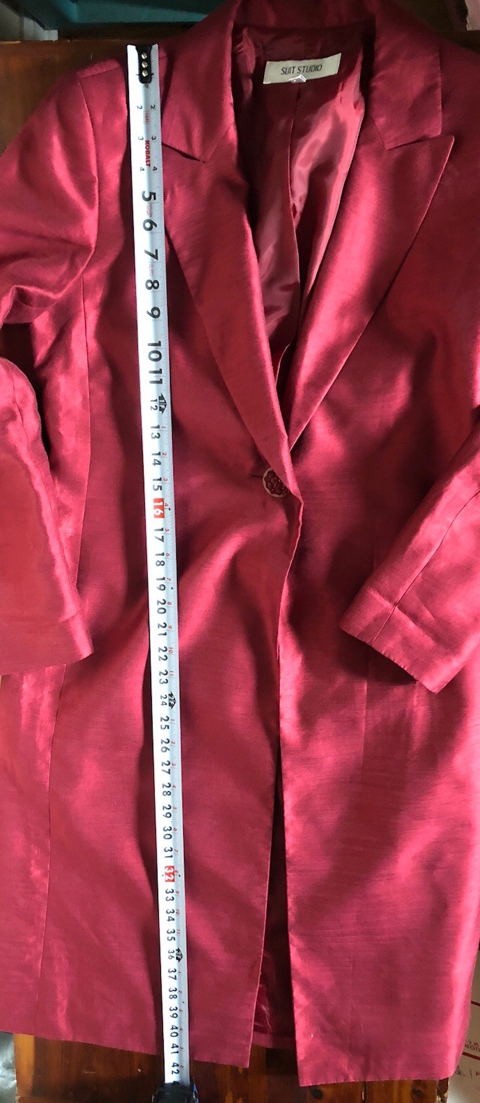Suit Studio Gorgeous Long Career Suit Jacket Duster Length Blazer Red Size 8 (M)