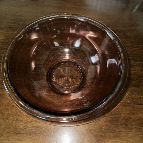 Cranberry Glass Pyrex Rimmed Mixing/ Nesting Bowl #325 2.5 Liters 10" Round