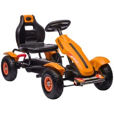 Kids Pedal Go Kart W/ Adjustable Seat, Rubber Wheels, Orange