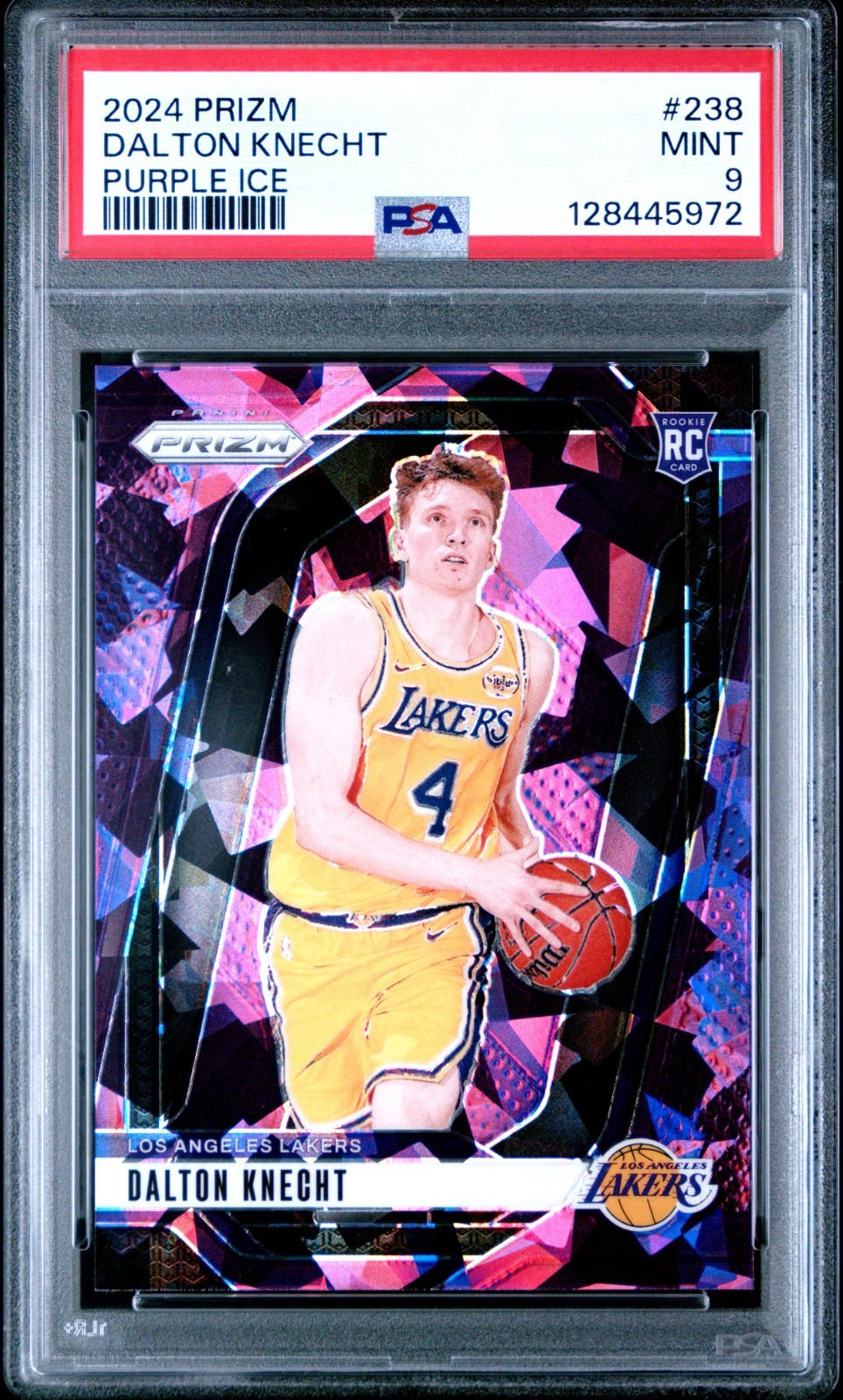 2024-25 Prizm Dalton Knecht Purple Cracked Ice /149 #238 RC Lakers Rookie PSA 10