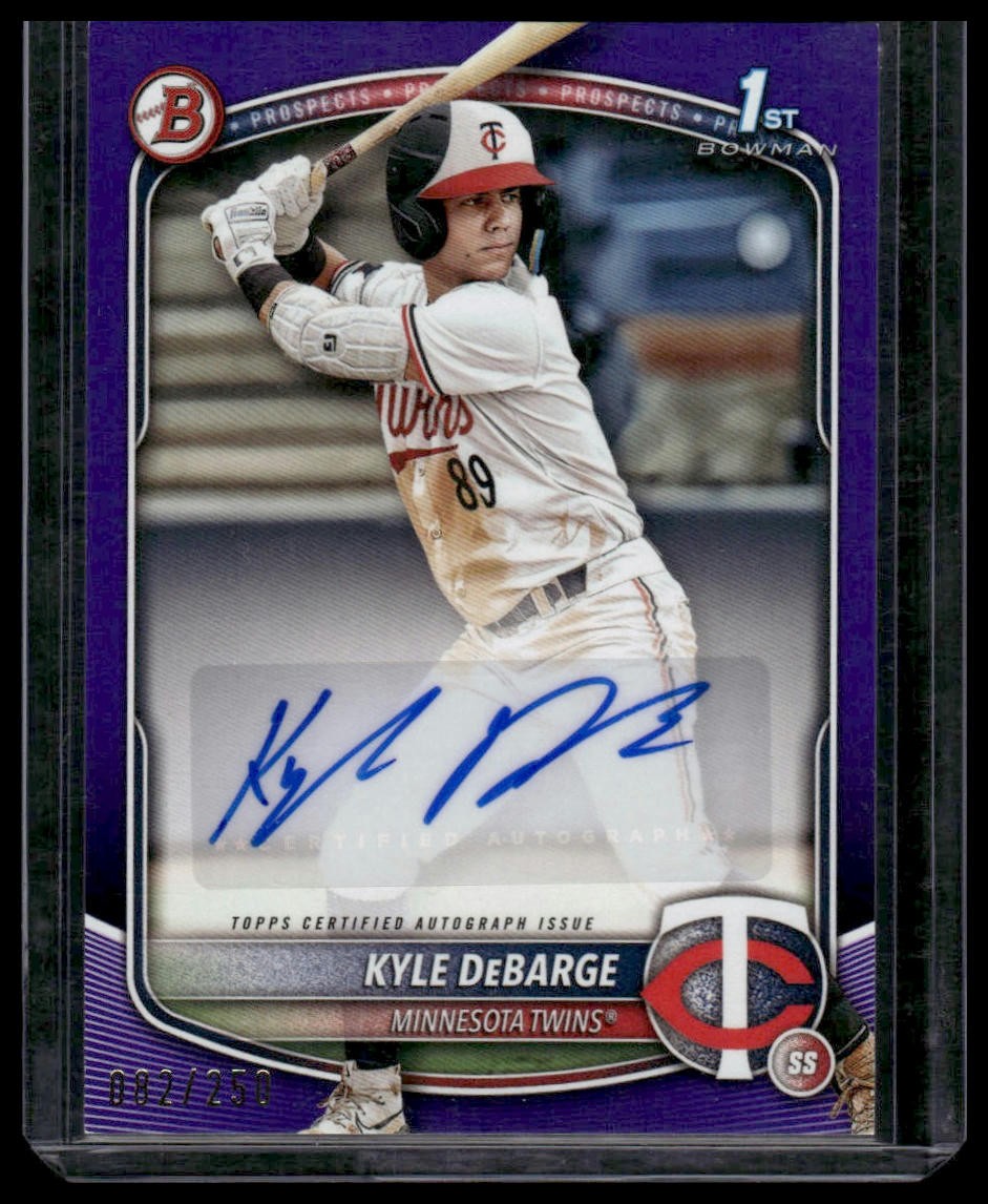 2025 Bowman #BPA-KD Kyle DeBarge Minnesota Twins #/250 Auto Purple