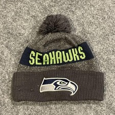 Seattle Seahawks New Era Lined Pom Beanie Hat One Size Gray Navy NFL Football