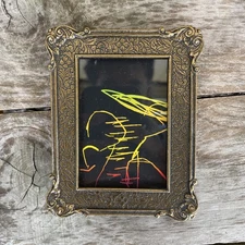 1928 Antique French Mini Picture Frame Brass Metal Circa 1715 Ornate LF21