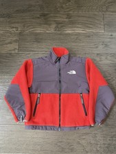 The North Face Fleece Youth Jacket Small 7-8 Red/Gray Pockets Adjustable Waist