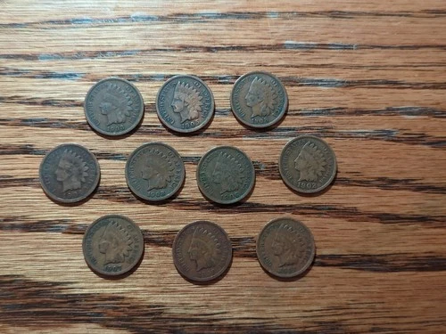 Indian Head Cent 10 Coin Lot 1900 G-VF