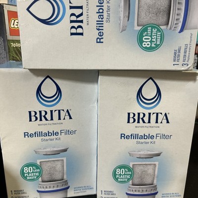Brita Refillable Filter Starter Kit w/ 1 Filter Shell 3 Filter Refills Lot of 3
