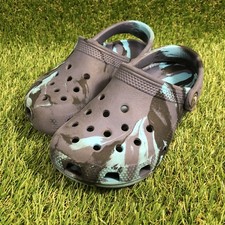 Crocs Classic Clog Unisex Kids Gray Blue Black Camo Slip-On Size C11