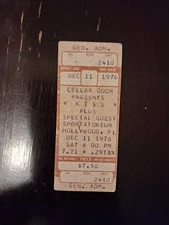 Unused Kiss ticket, Hollywood Sportatorium, December, 1976